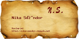 Nika Sándor névjegykártya